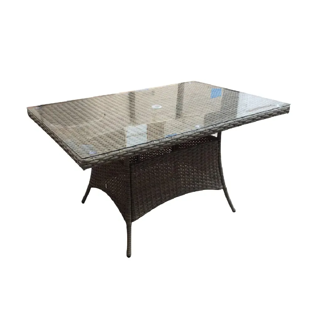 Fetsa Rectangular Garden Dining Table - Grey, Glass