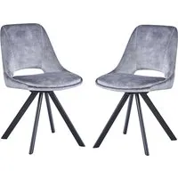 Fexon Dining Chair Swivel with Black Legs, Pair - Light Grey, Velvet alternate view