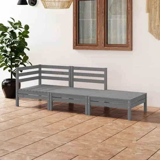 Fico 3-Piece Garden Lounge Set - Grey, Pinewood image
