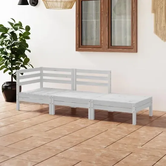 Fico 3-Piece Garden Lounge Set - White, Pinewood