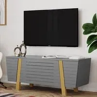 Fiditi TV Stand with 3 Doors - Grey, Oak