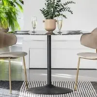 Field Round Dining Table - Black Marble Effect, Glass