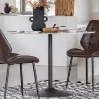 Field Round Dining Table - White Marble Effect, Glass