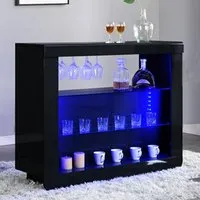 Fiesta Bar Table Unit with LED Lighting - Black, High Gloss