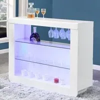 Fiesta Bar Table Unit with LED Lighting - White, High Gloss