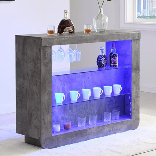 Fiesta Bar Table Unit with LED Lights - Concrete Effect