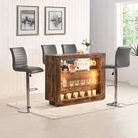 Fiesta Bar Table Unit with LED Lights - Rustic Oak