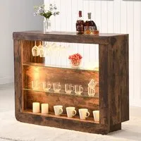 Fiesta Bar Table Unit with LED Lights - Rustic Oak