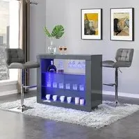 Fiesta Bar Table with 2 Candid Stools - Grey High Gloss, Grey