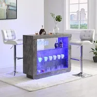 Fiesta Bar Table with 2 Candid Stools - White, Concrete Effect