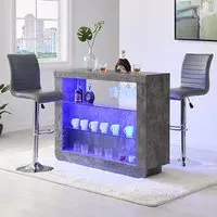 Fiesta Bar Table with 2 Ripple Stools - Grey, Concrete Effect