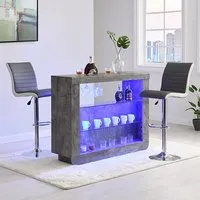 Fiesta Bar Table with 2 Ritz Stools - Grey White, Concrete Effect