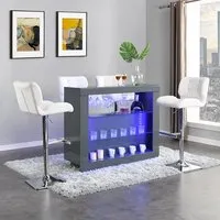 Fiesta Bar Table with 4 Candid Stools - Grey, High Gloss