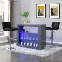 Fiesta High Gloss Bar Table with 2 Candid Stools - Grey