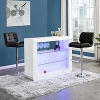 Fiesta High Gloss Bar Table with 2 Candid Stools - White