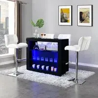 Fiesta High Gloss Bar Table with 4 Candid Stools - Black