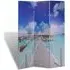 Fifer Folding Room Divider - Beach Print, Fir Wood