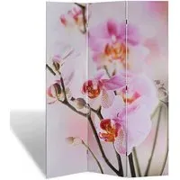 Fifer Folding Room Divider - Flower Print, Fir Wood