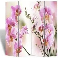 Fifer Folding Room Divider - Flower Print, Fir Wood