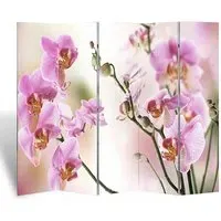 Fifer Folding Room Divider - Flower Print, Fir Wood