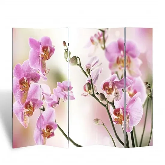 Fifer Folding Room Divider - Flower Print, Fir Wood