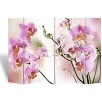 Fifer Folding Room Divider - Flower Print, Fir Wood