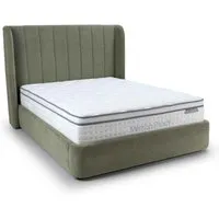 Figaro Double Bed Ottoman with Storage - Green, Fabric alternate view