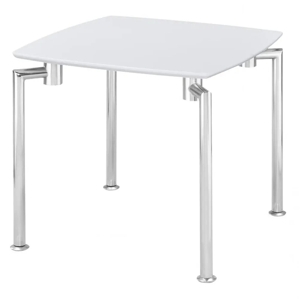 Filia Lamp Table with Chrome Legs - White