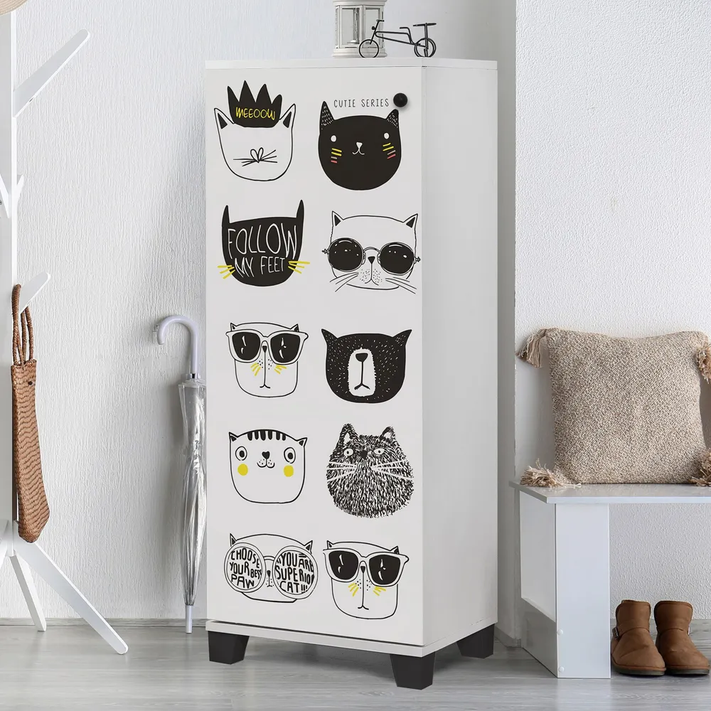 Filinta Kids Shoe Cabinet - White, Black product