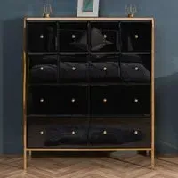 Finback 12-Drawer Chest of Drawers - Black, Glass