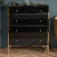 Finback 4-Drawer Chest of Drawers - Black, Glass