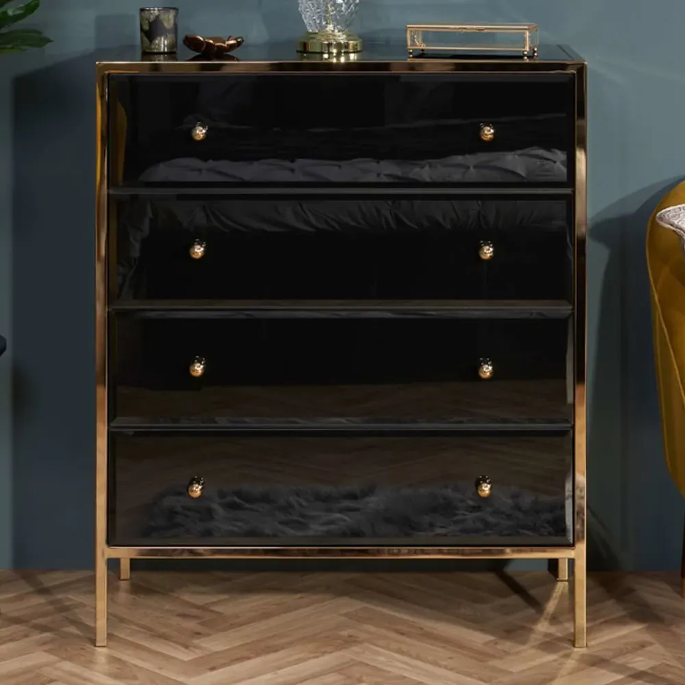 Finback 4-Drawer Chest of Drawers - Black, Glass image