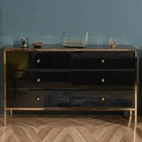 Finback 6-Drawer Chest of Drawers - Black, Glass