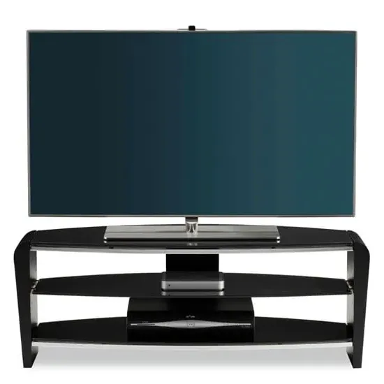 Finchley Glass TV Stand with 2 Shelves - Black