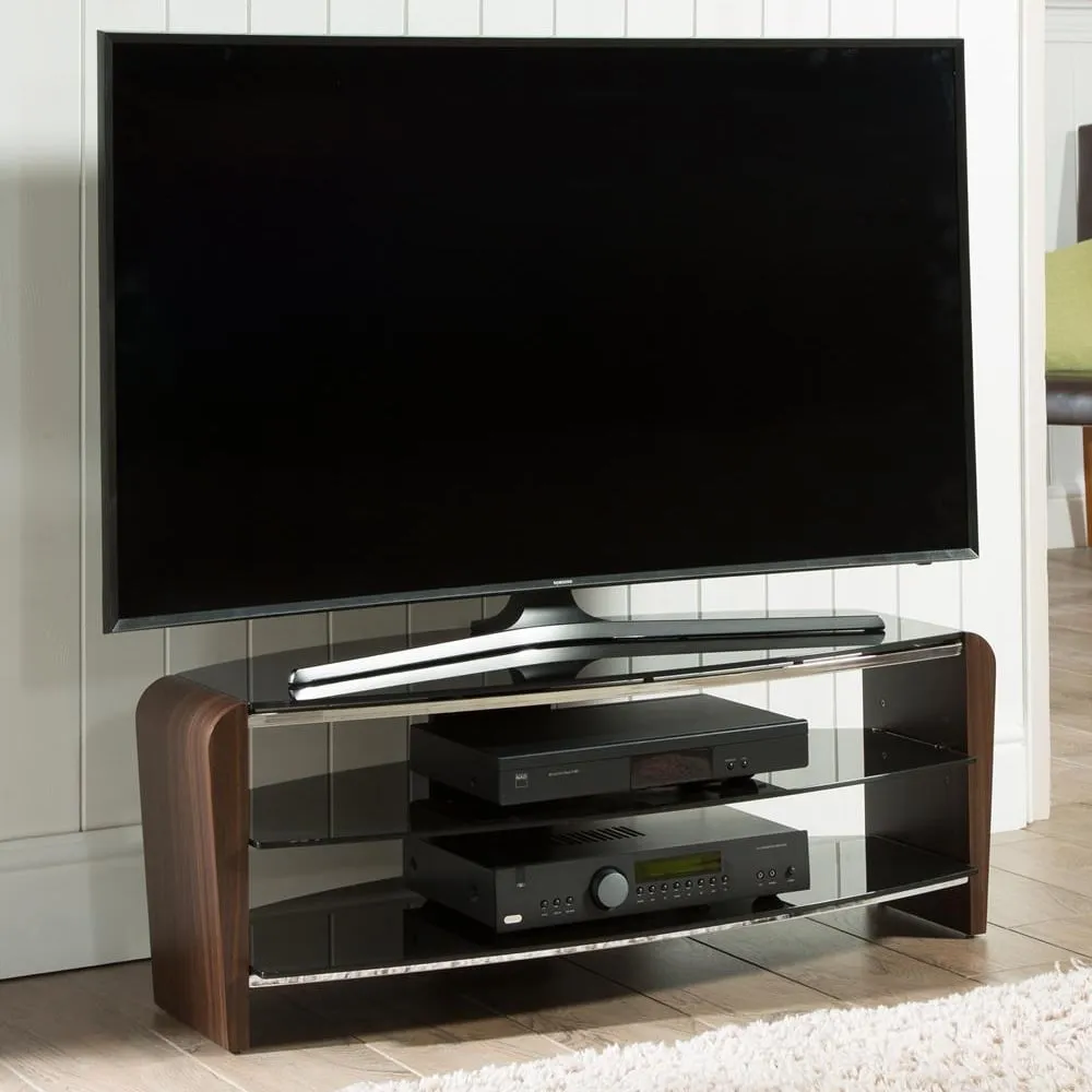 Finchley Glass TV Stand with 2 Shelves - Walnut image