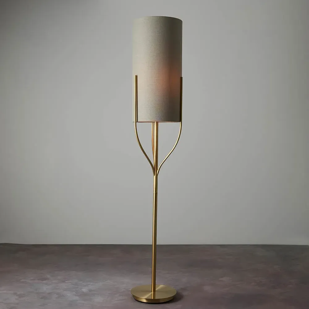 Findlay Cylinder Shade Floor Lamp - Brass, Fabric