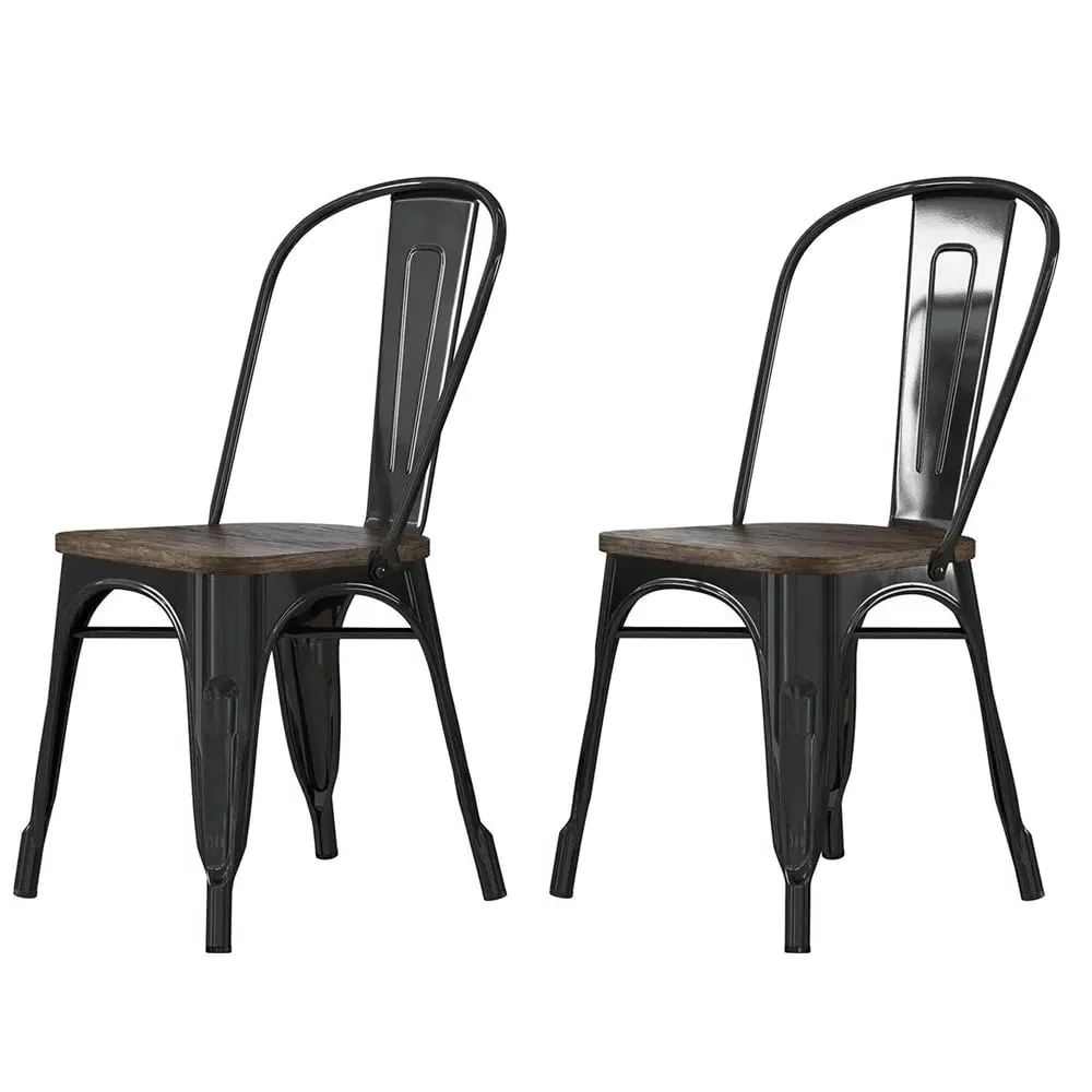 Findlay Dining Chairs with Metal Frame - Black, Wood
