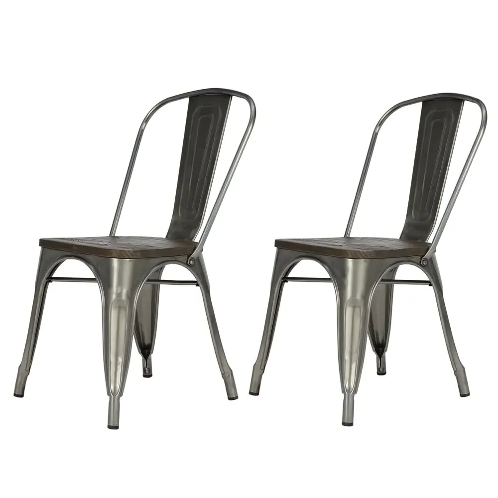 Findlay Dining Chairs with Metal Frame - Brown, Wood