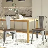 Findlay Dining Chairs with Metal Frame - Silver, Wood