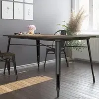 Findlay Wooden Dining Table with Black Legs - Brown