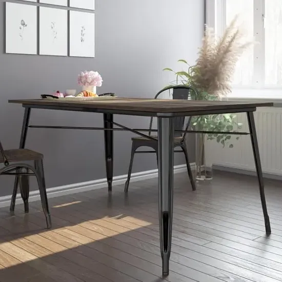 Findlay Wooden Dining Table with Black Legs - Brown image