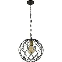 Finesse Round Pendant Light - Black with Gold Holder