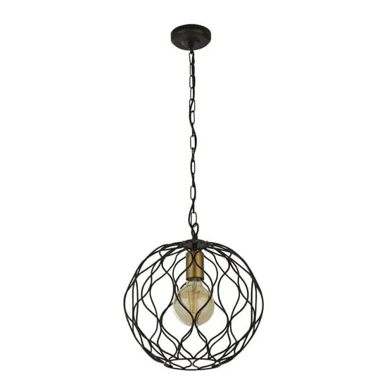 Finesse Round Pendant Light - Black with Gold Holder