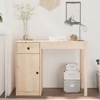 Finlay Pine Wood Laptop Desk with Storage - Natural