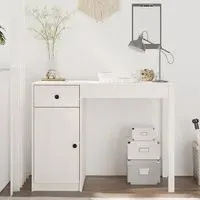 Finlay Pine Wood Laptop Desk with Storage - White