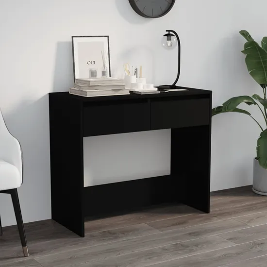 Finley Console Table with 2 Drawers - Black, Engineered Wood product