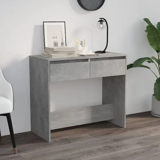 Finley Console Table with 2 Drawers - Concrete Effect