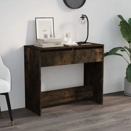 Finley Console Table with 2 Drawers - Smoked Oak