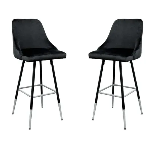 Fiona Button Back Bar Stool Pair - Black Fabric image