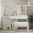 Fiora Dressing Table Set with LED Lights - White, Engineered Wood